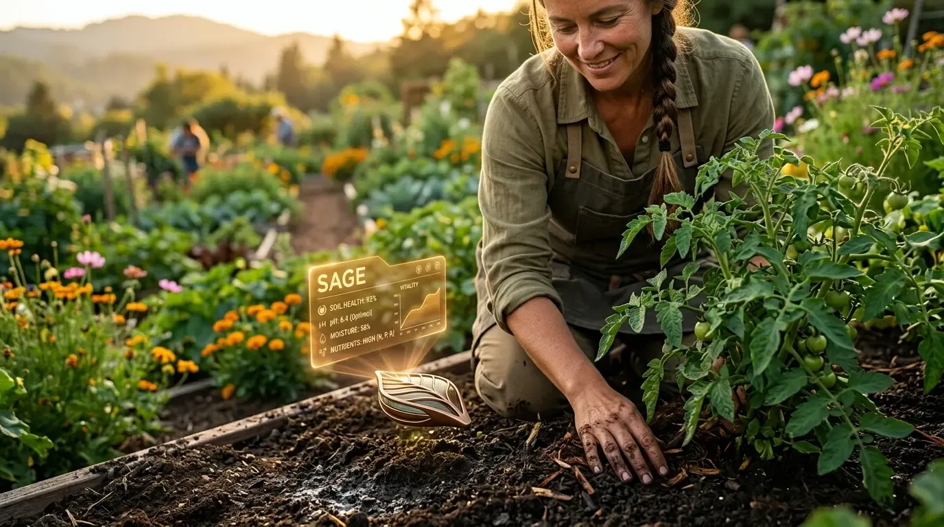A gardener reading the health of the soil as the season unfolds.